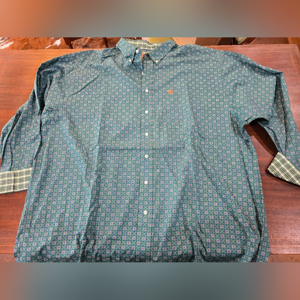 NWOT Ariat teal green 3xl button down shirt